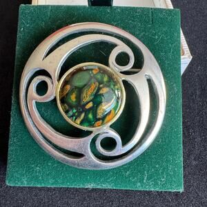 Vintage Celtic Knot Brooch by Heathergems Scotland 2" Signed & dated '77 Pewter